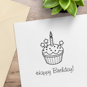 Happy Birthday Candle Cupcake Colme Rubberstempel