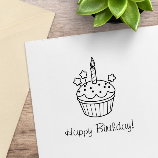 Happy Birthday Candle Cupcake Colme Rubberstempel