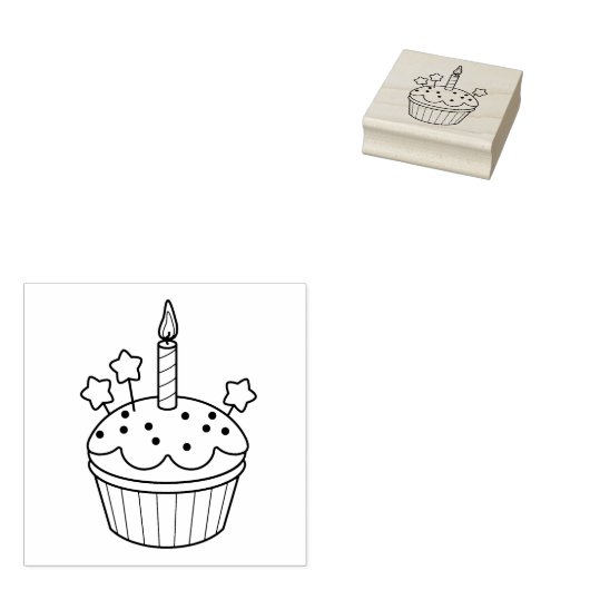 Happy Birthday Candle Cupcake Colme Rubberstempel (Gestempeld)