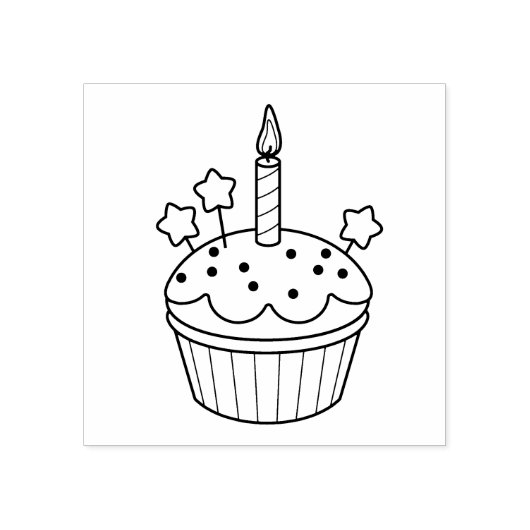 Happy Birthday Candle Cupcake Colme Rubberstempel (Afrduk)