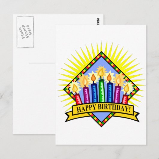 Happy Birthday Candles Briefkaart (Voorkant / Achterkant)