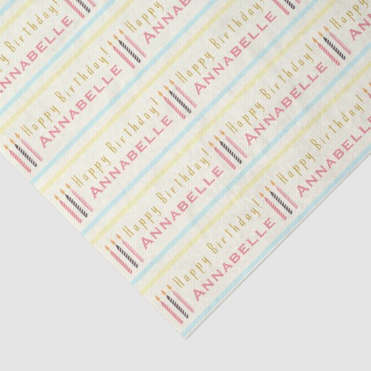 Happy Birthday Candles herhaal de meisjesnaam Tissuepapier (Detail)
