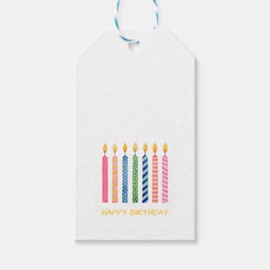 Happy Birthday Candles Modern Artisan Colorful Fun Cadeaulabel (Voorkant)