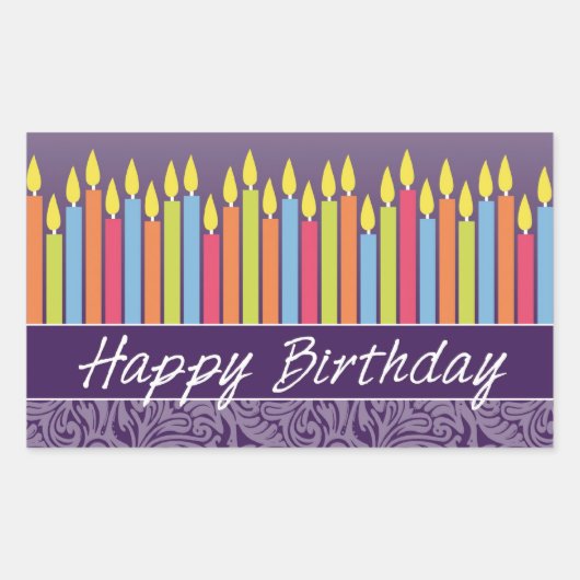 Happy Birthday Candles Rechthoekige Sticker (Voorkant)