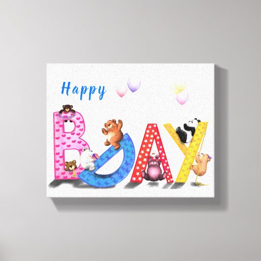 Happy Birthday Canvas Print Baby Beren Party (Voorkant)