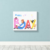 Happy Birthday Canvas Print Baby Beren Party (Insitu (Houten vloer))