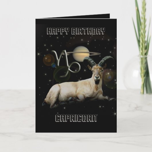Happy Birthday Capricorn Goat Saturn Greeting Kaart (Voorkant)