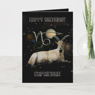 Happy Birthday Capricorn Goat Saturn Greeting Kaart
