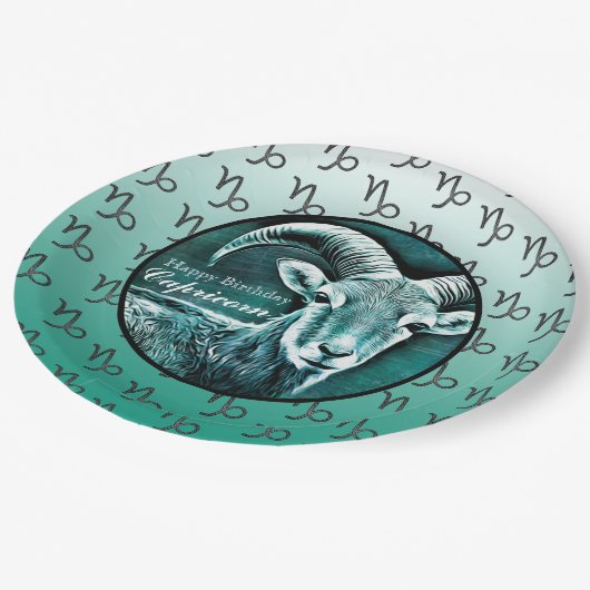 Happy Birthday Capricorn Horoscope Zodiageit Papieren Bordje (Gekanteld)