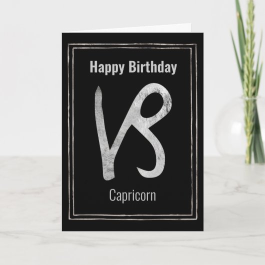 Happy Birthday Capricorn Silver Zodialogie astrolo Kaart (Voorkant)