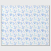 Happy Birthday Captain Nautical Anchor Pattern Cadeaupapier (Vlak)
