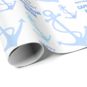 Happy Birthday Captain Nautical Anchor Pattern Cadeaupapier (Rol Hoek)