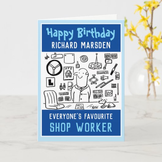 Happy Birthday Car Parts Salesman Kaart (Gele Bloem)