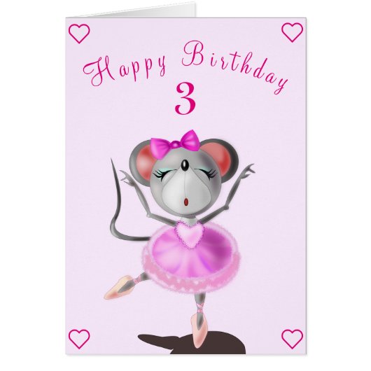 Happy Birthday Card Ballet Dancer Mouse Uw jaren (Voorkant)