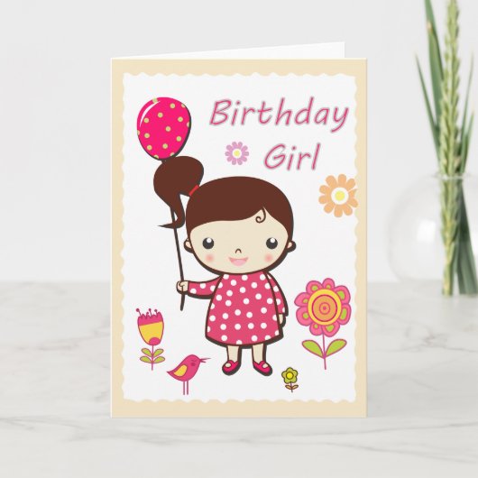 Happy Birthday Card: Birthday Girl Kaart (Voorkant)