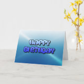 Happy Birthday Card Blue Bubble Tekst Kaart (Gele Bloem)