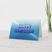 Happy Birthday Card Blue Bubble Tekst Kaart (Voorkant)