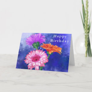 Happy Birthday Card Drie Colour Gerberas Kaart