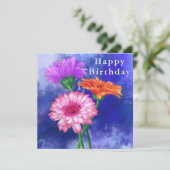 Happy Birthday Card Drie Colour Gerberas Kaart (Staand voorkant)