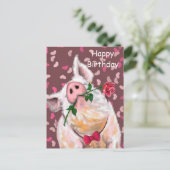 Happy Birthday Card Gentleman Pig - Romantic Briefkaart (Staand voorkant)