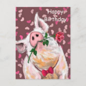 Happy Birthday Card Gentleman Pig - Romantic Briefkaart (Voorkant)