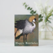 Happy Birthday Card Gray Crowned Crane Bird Briefkaart (Staand voorkant)
