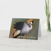Happy Birthday Card Gray Crowned Crane Bird Kaart (Voorkant)