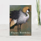 Happy Birthday Card Gray Crowned Crane Bird Kaart (Voorkant)