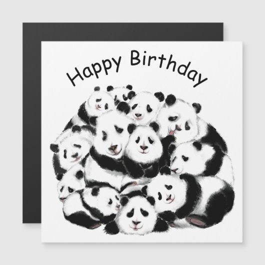 Happy Birthday Card Happy Pandas Family Big Hug (Voorkant / Achterkant)