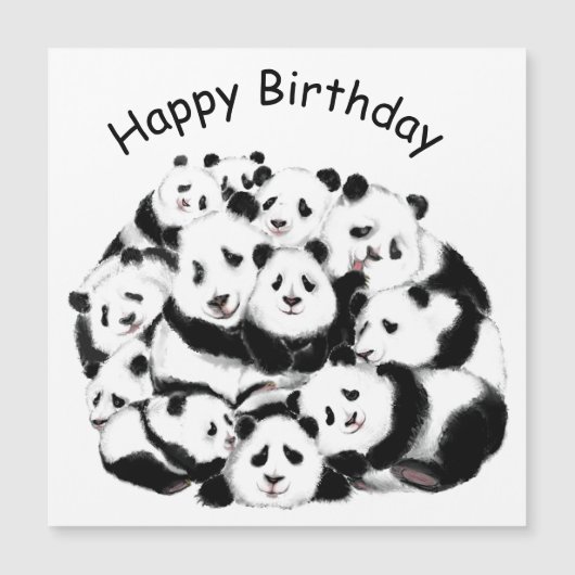 Happy Birthday Card Happy Pandas Family Big Hug (Voorkant)