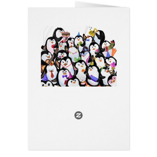 Happy Birthday Card Happy Penguins Party (Achterkant)
