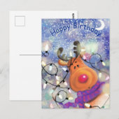 Happy Birthday Card - Happy Reindeer Briefkaart (Voorkant / Achterkant)
