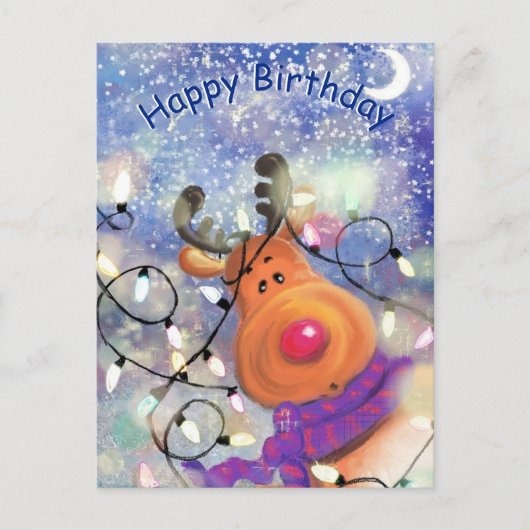 Happy Birthday Card - Happy Reindeer Briefkaart (Voorkant)
