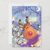 Happy Birthday Card Happy Reindeer - Kerstmis Kaart (Voorkant)