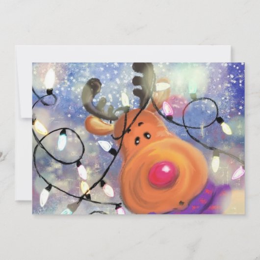 Happy Birthday Card Happy Reindeer - Kerstmis Kaart (Achterkant)