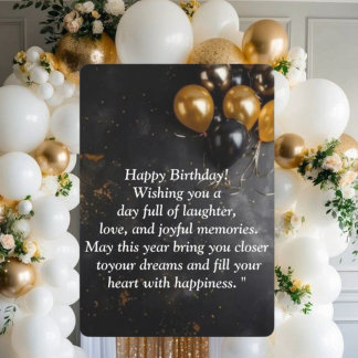  Happy Birthday Card - Joyful Wishes, Balloons & C Kaart