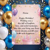  Happy Birthday Card - Joyful Wishes, Balloons & C Kaart