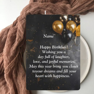  Happy Birthday Card - Joyful Wishes, Balloons & C Kaart