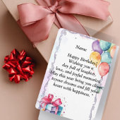  Happy Birthday Card - Joyful Wishes, Balloons & C Kaart