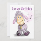Happy Birthday Card Little Lamb met Bell (Voorkant)