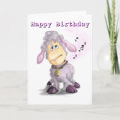 Happy Birthday Card Little Lamb met Bell Kaart (Voorkant)