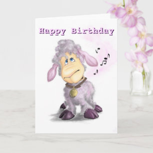 Happy Birthday Card Little Lamb met Bell Kaart