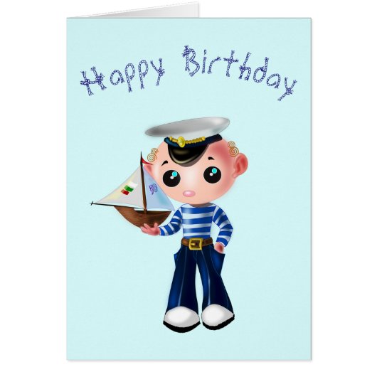 Happy Birthday Card Little Sailor Boy (Voorkant)