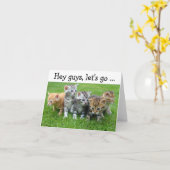Happy Birthday Card met Kittens:Laten we beginnen Kaart (Gele Bloem)