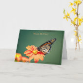 Happy Birthday Card Monarch Butterfly Kaart (Gele Bloem)