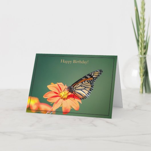 Happy Birthday Card Monarch Butterfly Kaart (Voorkant)