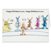 Happy Birthday Card Musical Rabbits (Voorkant Horizontaal)