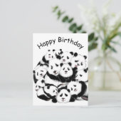 Happy Birthday Card Pandas Family Happy Hug Briefkaart (Staand voorkant)