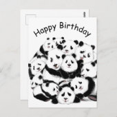 Happy Birthday Card Pandas Family Happy Hug Briefkaart (Voorkant / Achterkant)
