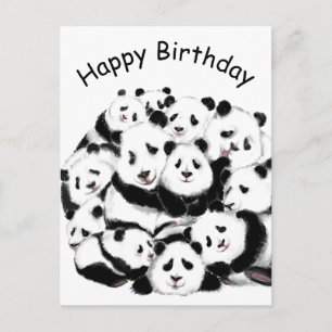 Happy Birthday Card Pandas Family Happy Hug Briefkaart